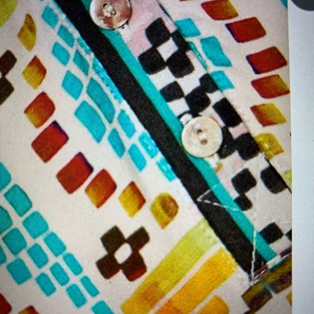 Johnny Was Colorful Mosaic Long Sleeve Top - Picture 9 of 11